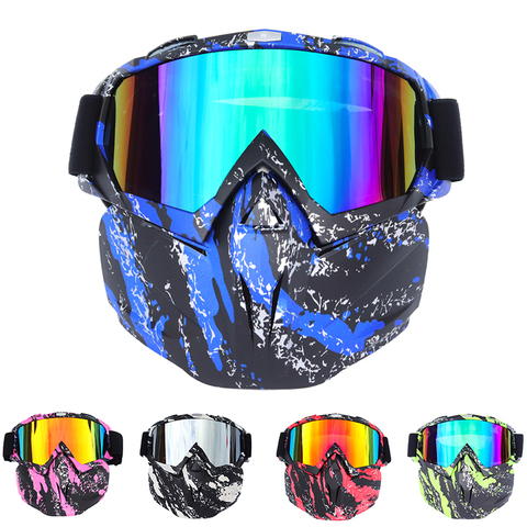 BOLLFO Ski Snowboard Glasses Snowmobile Skiing Goggles Windproof Skiing Glass Motocross Sunglasses with Mouth Filter Earware ► Photo 1/6