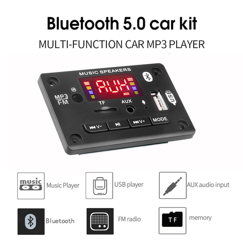 MP3 Player Voice Recording Car Kit Handsfree Bluetooth Audio MP3 Player Decoder Board USB TF FM Radio Module For Speaker ► Photo 1/6