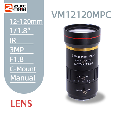 3.0Megapixel 12-120 mm HD CCTV lens manual Iris Varifocal C mount lens for ip cameras lens Low distortion FA lens ► Photo 1/6