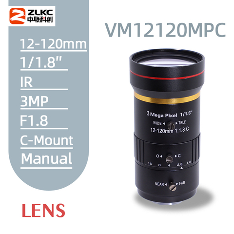 3.0Megapixel 12-120 mm HD CCTV lens manual Iris Varifocal C mount lens for ip cameras lens Low distortion FA lens ► Photo 1/6