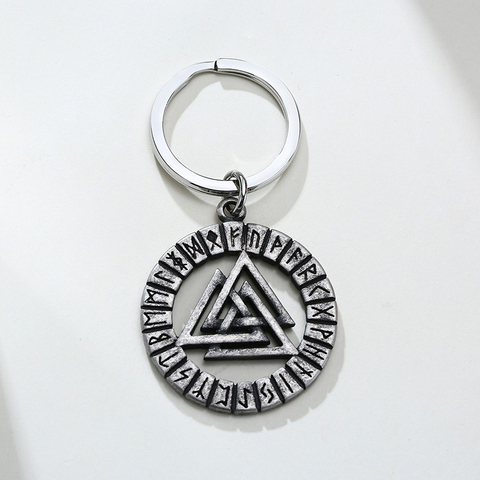 Viking Valknut Amulet With Runic Alphabet Keychain Old Norse Mythology Rune Alknut Triangle Scandianavian Gifts ► Photo 1/5