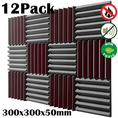 12PCS Soundproofing Foam Studio Acoustic Panels Studio Foam Wedges 300x300x50mm Soundproof Absorption Treatment Panel ► Photo 1/6