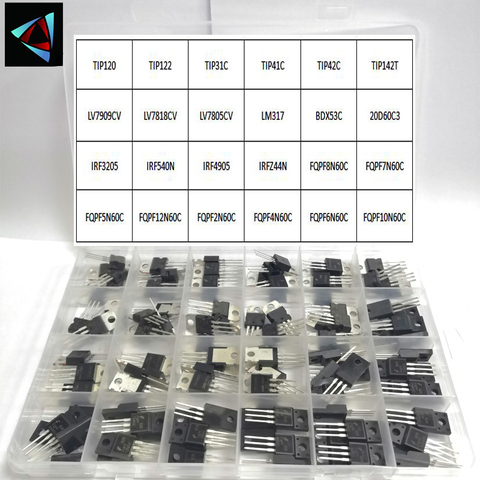 120PCS 24 Values IRF3205 L7805CV LM317 TIP120 IRF540N TIP122 TIP142T IRFZ44N FQPF10N60C TO-220  New and Original IC Chipset ► Photo 1/1