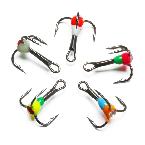 5pcs 8#10# 12# 14# Winter Three-jaw Hook Ice Fishing Hooks Carbon Steel Durable Sinking Bait Tackle Tools  with Plastic Case New ► Photo 1/6