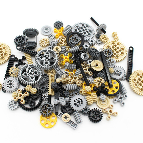 Moc Technology Wheel Gear Parts Set Bulk DIY Building Blocks Bricks Accessories Combination Mechanical with Cross Alxe Science ► Photo 1/6