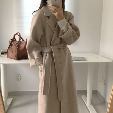 Autumn Winter Women Woolen Coat with Belt Long Sleeve Turn Down Collar Warm Plus Size Manteau Femme Casual Ladies Jacket ► Photo 1/5