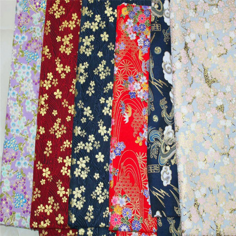 150cm width  Japanese kimono fabric flower Sliver gold foil transfer print cotton Fabric Cloth  Garments Crafts Accessories BH10 ► Photo 1/6