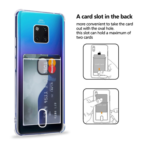 Fashion shockproof Credit Card Holder Transparent Case for huawei  P20 lite P30 pro mate20 30 TPU Cover For iphone11 pro X 7 8 ► Photo 1/6