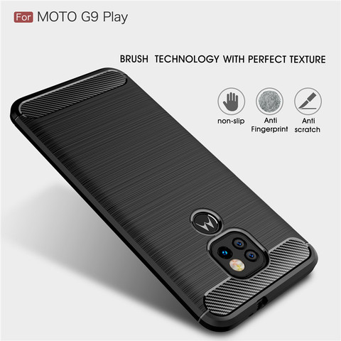 For Motorola Moto G9 Plus Case Carbon Fiber Soft TPU Matte Silicone Phone Cases for MOTO G9 Play Back Cover ► Photo 1/6