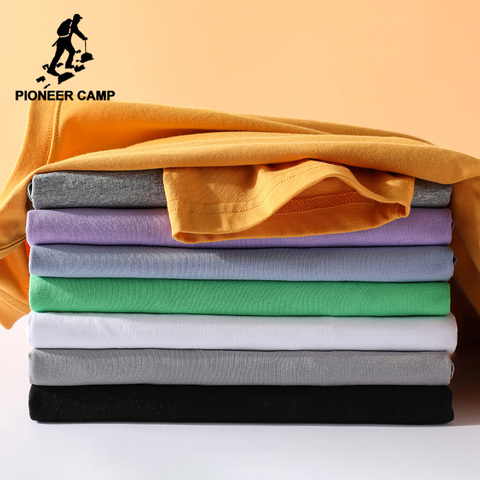 Pioneer Camp 2022 Summer Streetwear T shirts Men 100% Cotton Stretch Solid Color Hip Hop Men's t-shirts 209001AK ► Photo 1/6