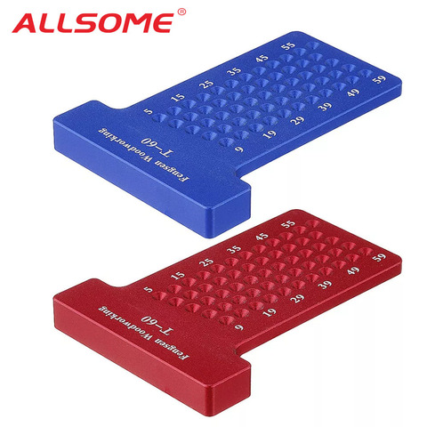 ALLSOME Aluminium Alloy T-60 Hole Positioning Metric Measuring Ruler 60mm Woodworking T-Squares Marking Ruler For Carpenter ► Photo 1/6