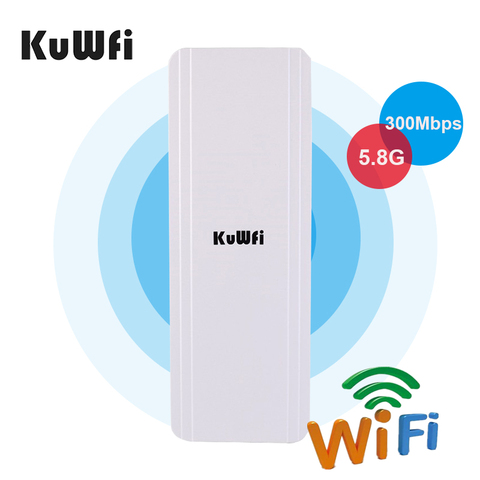 KuWFi Outdoor Wifi Bridge 5.8G 300Mbps  Router  Wireless Wifi Repeater Point to Point 1-3KM Support 48V POE  Power For IP Camera ► Photo 1/6