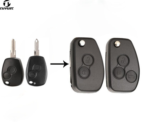 2 3 Buttons Modified Flip Remote Key Shell  For Renault Duster Logan Dacia Clio Megane Laguna Master Traffic Kangoo Modus ► Photo 1/5