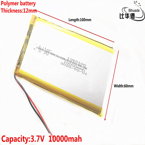 1/2/5/10pcs/lot Good Qulity 3.7V,10000mAH,1260100 Polymer lithium ion / Li-ion battery for TOY,POWER BANK,GPS, ► Photo 1/6