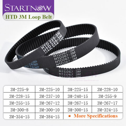 Closed Loop Timing Belt Transmission Belts HTD 3M-255-15 Perimeter 225 267 300 324 384 519mm Customized Width 8 9 10 15 17mm ► Photo 1/6