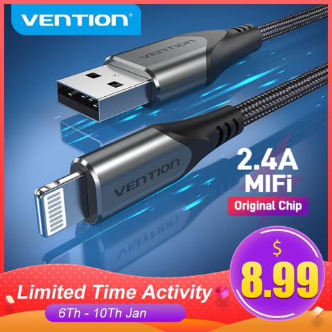 Vention MFi USB Cable for iPhone 12 Mini 12 Pro Max 2.4A Fast Charging Data Cable for iPhone 11 Pro Max XR 8 Phone Charger Cable ► Photo 1/6