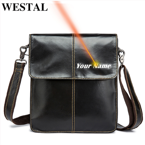 WESTAL Messenger Bag Men's Shoulder bags Genuine Leather Small flap male man Crossbody bag for Messenger men Leather bags 8821 ► Photo 1/6