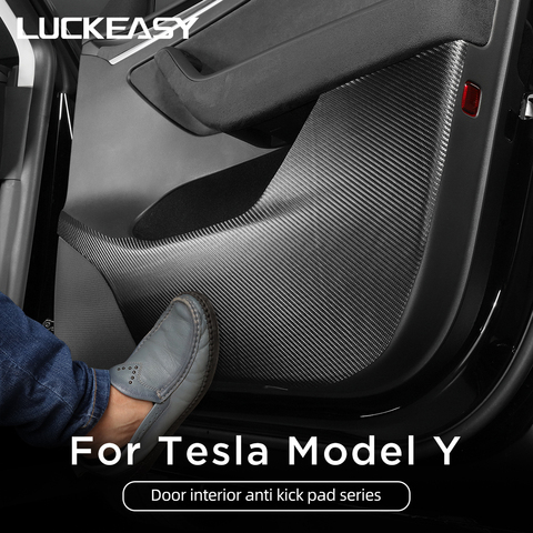 LUCKEASY for Tesla Model Y 2022 Car door Glove box Under Dashboard Anti Kick Pad Side Edge Film Protector Stickers ► Photo 1/5