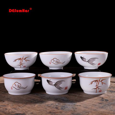 4pcs Creative ceramics tea cup, Ding kiln white teacup, matt glaze Kung Fu teaset Tea ceremony supplies mug ► Photo 1/6