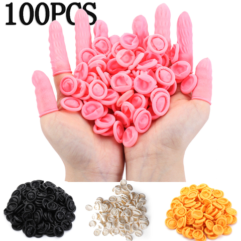 100 Pcs Disposable Fingertips Protector Gloves Rubber Non-slip Finger Cover Cots black/pink/white/yellow/orange Durable Tool ► Photo 1/6