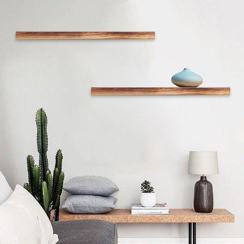 S Floating Shelf Simple Solid Wood, Easy Install Floating Wall Shelves
