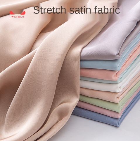 Elasticity Satin Chiffon Fabric Simulation Silk Pajama Shirt Dress for Sewing Polyester Brocade Black White Red Blue Sequin Diy ► Photo 1/1