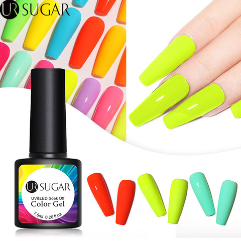 UR SUGAR Neon Gel Polish Varnishes Hybrid Nails For Manicures 7.5ML Semi Permanent Soak off Enamel Gel Polish UV Gel Nail Polish ► Photo 1/6