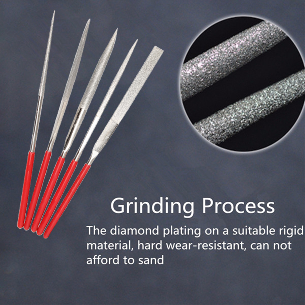 10Pcs Titanium Coated Diamond Needle File Set Grit 120 Metal Wood Craving Tool