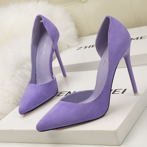 2022 New Woman Pumps Suede High Heels Female Pointed Toe Office Shoes Stiletto Women Shoes Party Women Heels 10 cm Female Shoes ► Photo 1/6