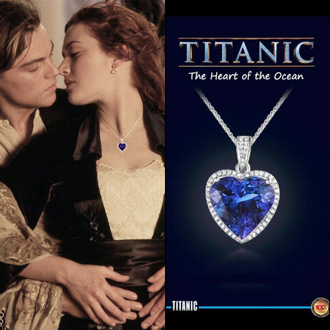 Fashion luxury Wedding Necklace Jewelry for Women Blue Crystal Necklace Titanic Heart of Ocean Love Forever Pendant Necklace ► Photo 1/6