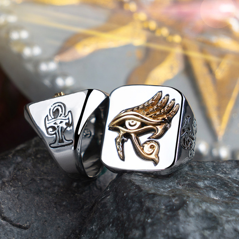 Eye of Horus rings  for man and women Copper with Stainless steel Index Ring fashion jewelry  hippop street culture mygrillz ► Photo 1/6