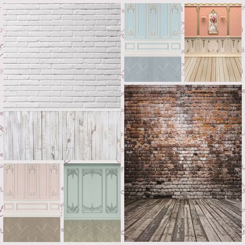Gray Cement Brick Wall Surface Wooden Floor Baby Cake Food Party Portrait Photography Backdrops Photo Backgrounds Photo Studio ► Photo 1/6