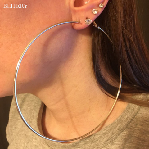 BLIJERY Exaggerated 12CM Oversized Hoop Earrings Basketball Brincos Smooth Big Circle Earrings for Women Punk Jewelry Oorbellen ► Photo 1/6