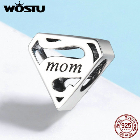 WOSTU Genuine 925 Sterling Silver Super Mom Mother Beads fit original wst Charm Bracelets & Bangles Mother Gift DXC429 ► Photo 1/6