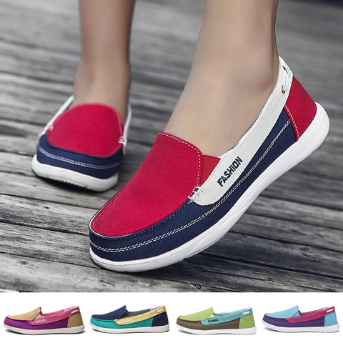 Women's Canvas Shoes Low Breathable Solid Color Flat Soft Bottom Casual Shoes ► Photo 1/6