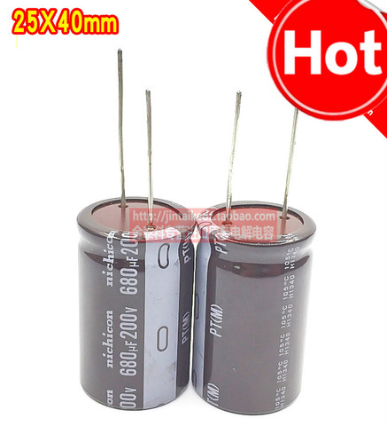 10PCS NICHICON PT 200V680UF 25X40MM electrolytic capacitor 680uF/200V High frequency long life 680UF 200V ► Photo 1/1