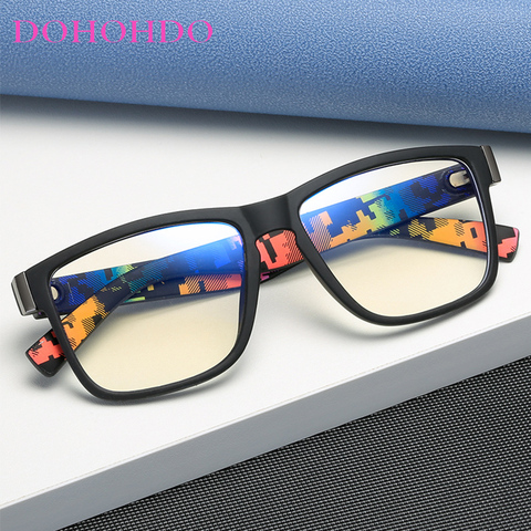 DOHOHDO 2022 Anti Blue Light Glasses Men Transparent Eyewear Frame Square Gaming Glasses Computer Protection Optical Eyeglasses ► Photo 1/6