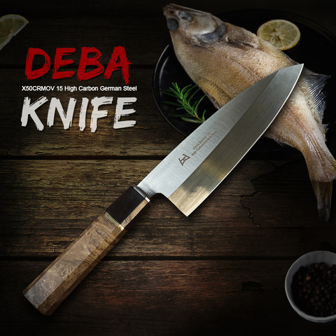 PEDWIFE 180mm Deba Knife High Carbon Steel Stainless Steel Salmon Knife Japanese Kitchen Knives  Cooking Knives Cutting Tools ► Photo 1/6