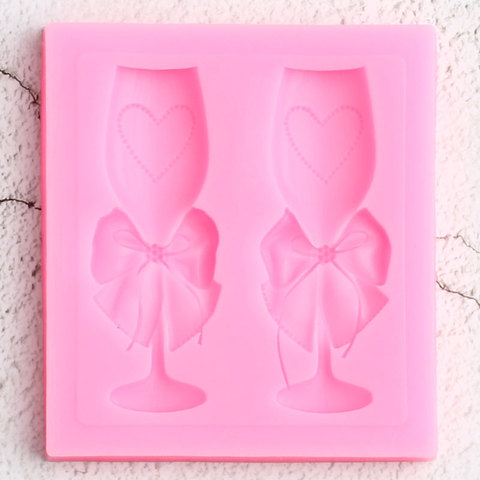 Glass Cup Goblet Bows Silicone Molds DIY Party Cupcake Topper Fondant Cake Decorating Tools Candy Clay Chocolate Gumpaste Moulds ► Photo 1/6