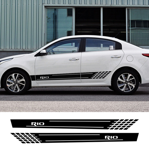 Buy Online 2pcs Car Decor Decals For Kia Rio 3 4 K2 K3 X Line Auto Door Side Skirt Stripes Stickers Reflective Auto Vinyl Films Accessories Alitools
