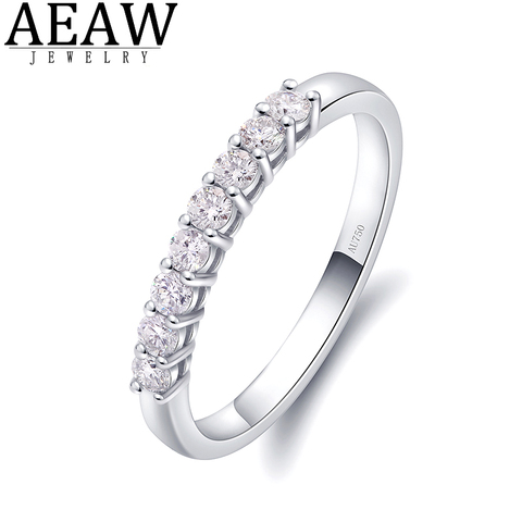 AEAW 14k White Gold 0.25ctw 2mm DF Round Cut Engagement&Wedding Moissanite Lab Grown Diamond Band Ring for Women ► Photo 1/6