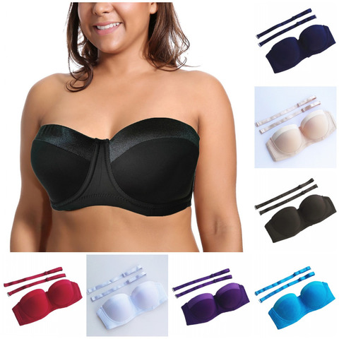 Women's Smooth Padded Convertible Strapless Half Cup Underwire Silicone Band Multiway Bra H916 ► Photo 1/6