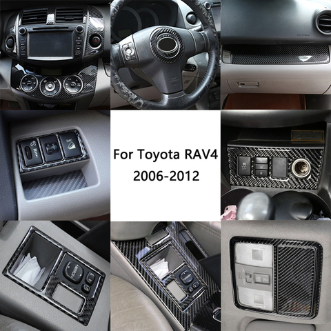 Car Carbon Fiber Center Control Gear Shift Handbrake Lever Window Lift Door Bowl Panel Cover Frame Trim For Toyota RAV4 06-12 ► Photo 1/6