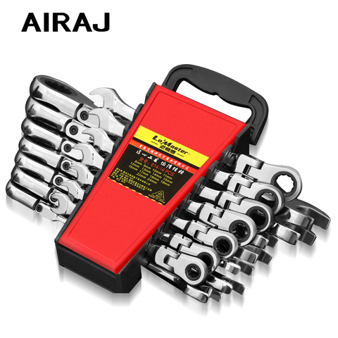 AIRAJ8-19mm Wrench Set Dual Purpose Ratchet Multifunction Adjustable Torque Wrench Universal Wrench Car Repair Tool With Storage ► Photo 1/6