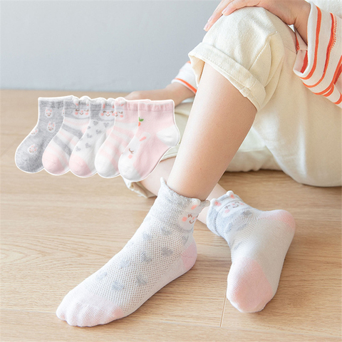 5 pairs/lot Children Socks Boy Girl Cotton fashion Breathable Mesh socks Spring summer High quality 1-12T Kids Birthday Gifts CN ► Photo 1/6