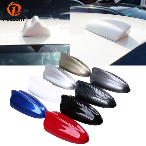 POSSBAY Car Antennas Black/White/Silver/Red/Blue/Gold/Gray Shark Fin Antenna Super Auto Radio Signal Aerials Roof Decoration ► Photo 1/6