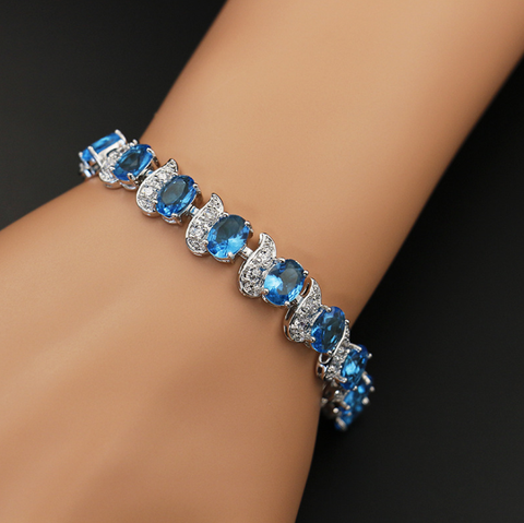 Fashion Exquisite Color Crystal Inlaid Ladies Charm Bracelet Engagement Wedding Jewelry ► Photo 1/6