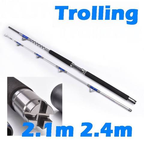 KUNZER 2.1m 2.4m 50 Lbs 25kgs Boat Powerful Slow Jigging Carbon Fiber Yacht Trolling Fishing Rod 2 Sections 6 Roller Line Guides ► Photo 1/1