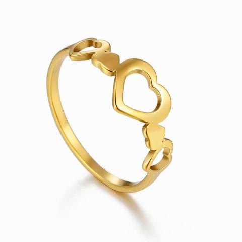 Skyrim Fashion Hollow Heart Ring Stainless Steel Gold Color Hearts Finger Rings Love Jewelry Valentine's Gifts for Women Girls ► Photo 1/6