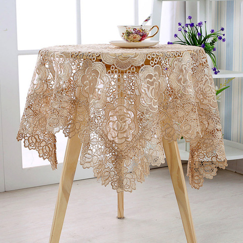 Lace Rose Flowers Tablecloth Towel Home Kitchen Room Decoration Dinning Coffee Table Cloth Hollow Embroidery Table Runner Cover ► Photo 1/5